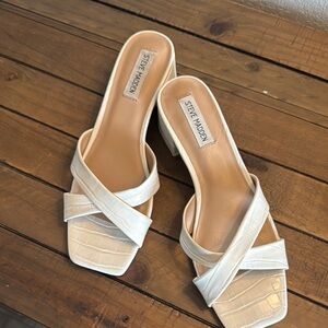 Steve Madden Cream Slide Sandals